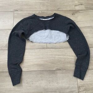Gymshark Womens Gray Speck Extra Cropped Pullover Sweater Hoodie Size Small